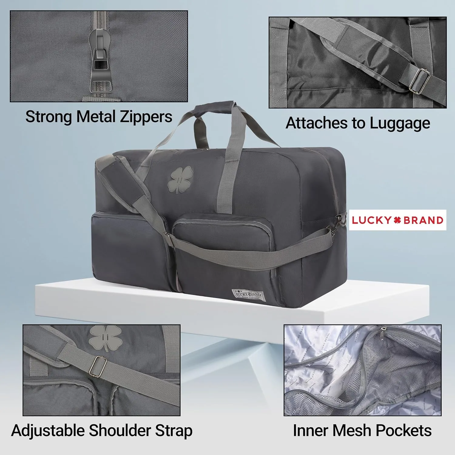 Lucky Travel Duffel Bags 65L, Gym Bag, Travel Bag & Large Duffle Bag for Men, Foldable Overnight Weekender Bags for Women & Men with Adjustable Shoulder Strap, Charcoal