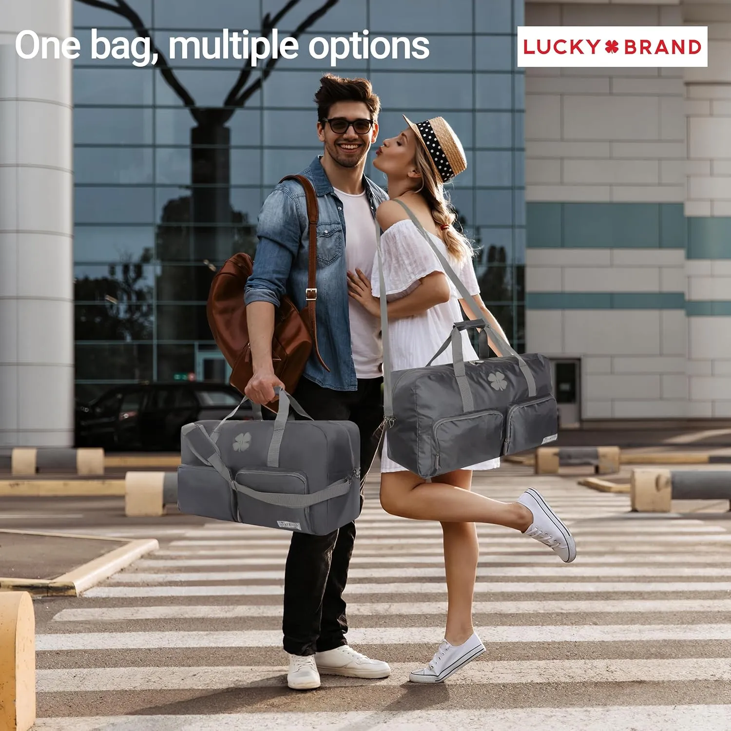 Lucky Travel Duffel Bags 65L, Gym Bag, Travel Bag & Large Duffle Bag for Men, Foldable Overnight Weekender Bags for Women & Men with Adjustable Shoulder Strap, Charcoal