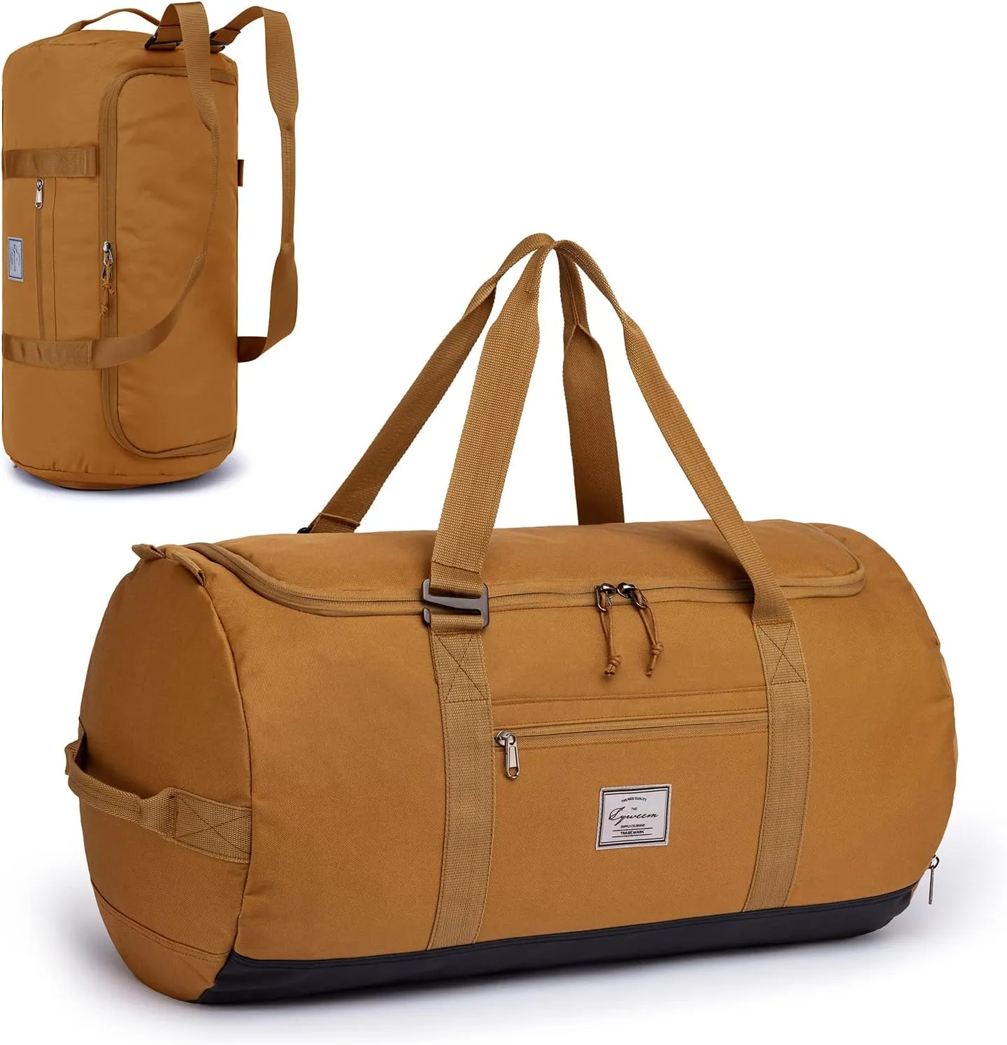Lyweem Travel Duffle Bag for Men 60L Medium Lightweight Sports Gym Bag Traveling Duffel Backpack for Women Weekender Overnight Bags with Shoes Compartment, Brown