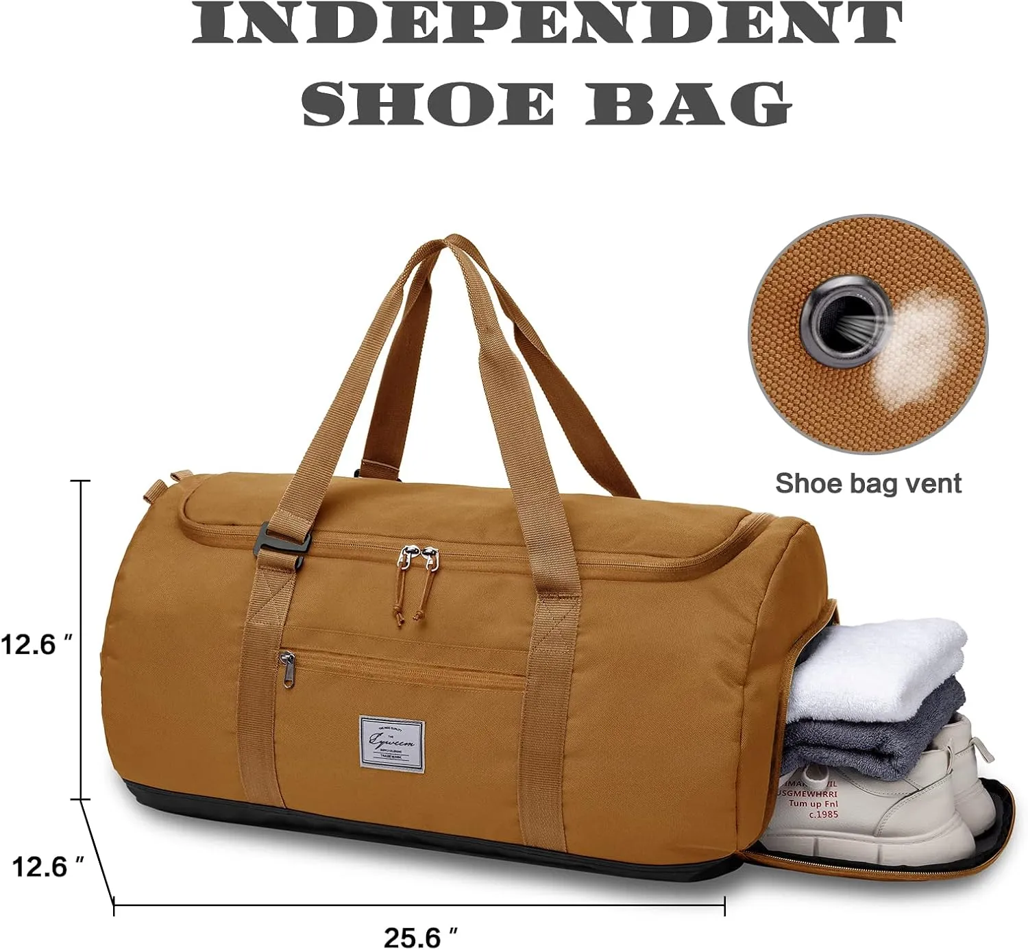 Lyweem Travel Duffle Bag for Men 60L Medium Lightweight Sports Gym Bag Traveling Duffel Backpack for Women Weekender Overnight Bags with Shoes Compartment, Brown