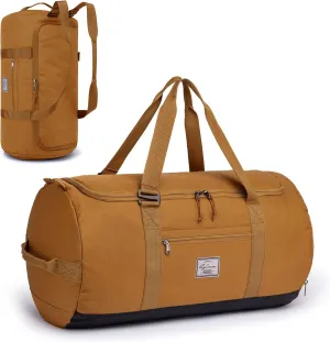 Lyweem Travel Duffle Bag for Men 60L Medium Lightweight Sports Gym Bag Traveling Duffel Backpack for Women Weekender Overnight Bags with Shoes Compartment, Brown