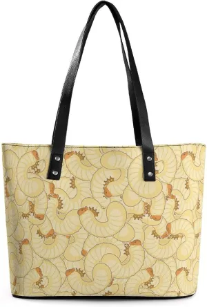 Maggot Beetle Larva Tote Bag Ladies Leather Handbags Large Western Purse Shoulder Bag