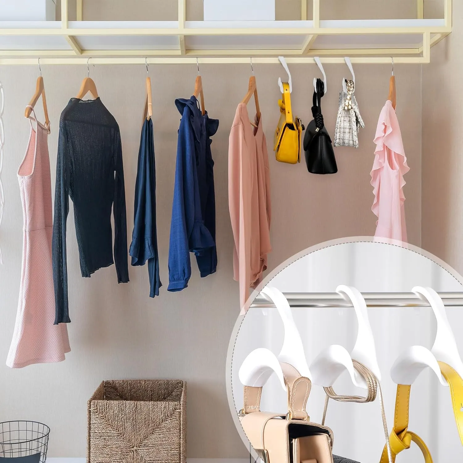 Maitys 36 Pcs Purse Hanger Hook Acrylic Bag Hanger Handbag Tote Bag Rack Holder Closet Organizer Storage for Backpacks Tote Holder Over The Closet Rod Hook for Storing Handbags Satchels (White)