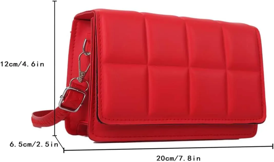 MakeMeChic Women's PU Leather Crossbody Handbags Single Strap Flap Square Bag Mini Purse