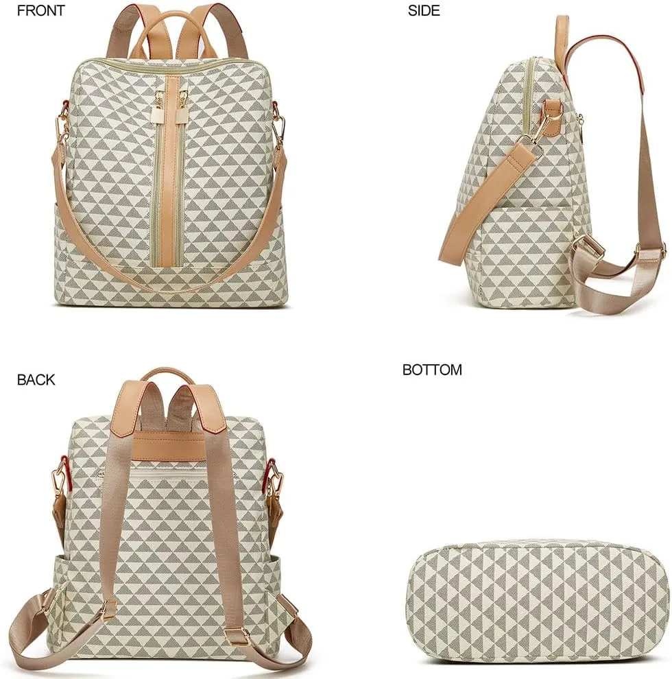Makes Backpack Purse for Women PU Leather Travel Satchel Handbag Convertible Design Bag with Purse 2 Piece