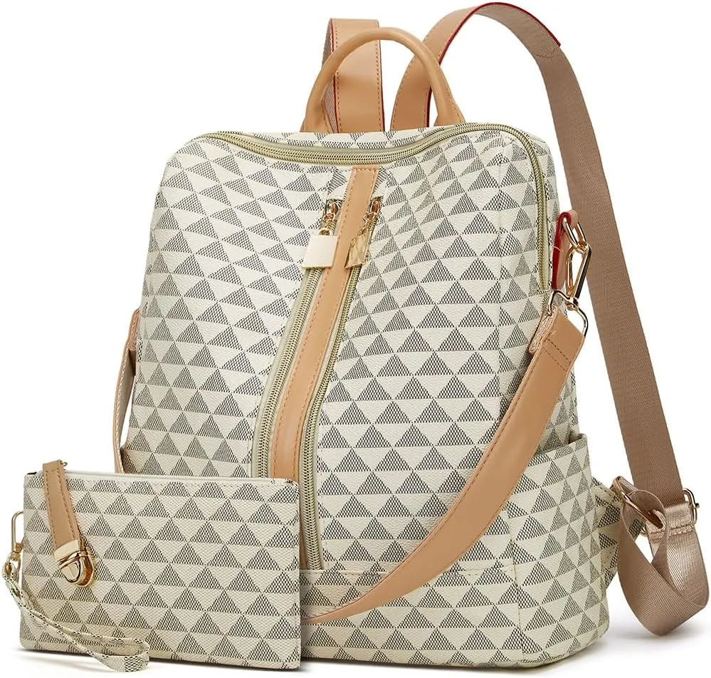 Makes Backpack Purse for Women PU Leather Travel Satchel Handbag Convertible Design Bag with Purse 2 Piece