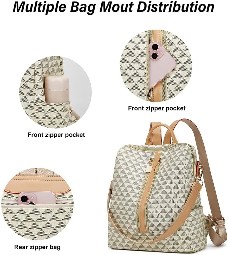 Makes Backpack Purse for Women PU Leather Travel Satchel Handbag Convertible Design Bag with Purse 2 Piece