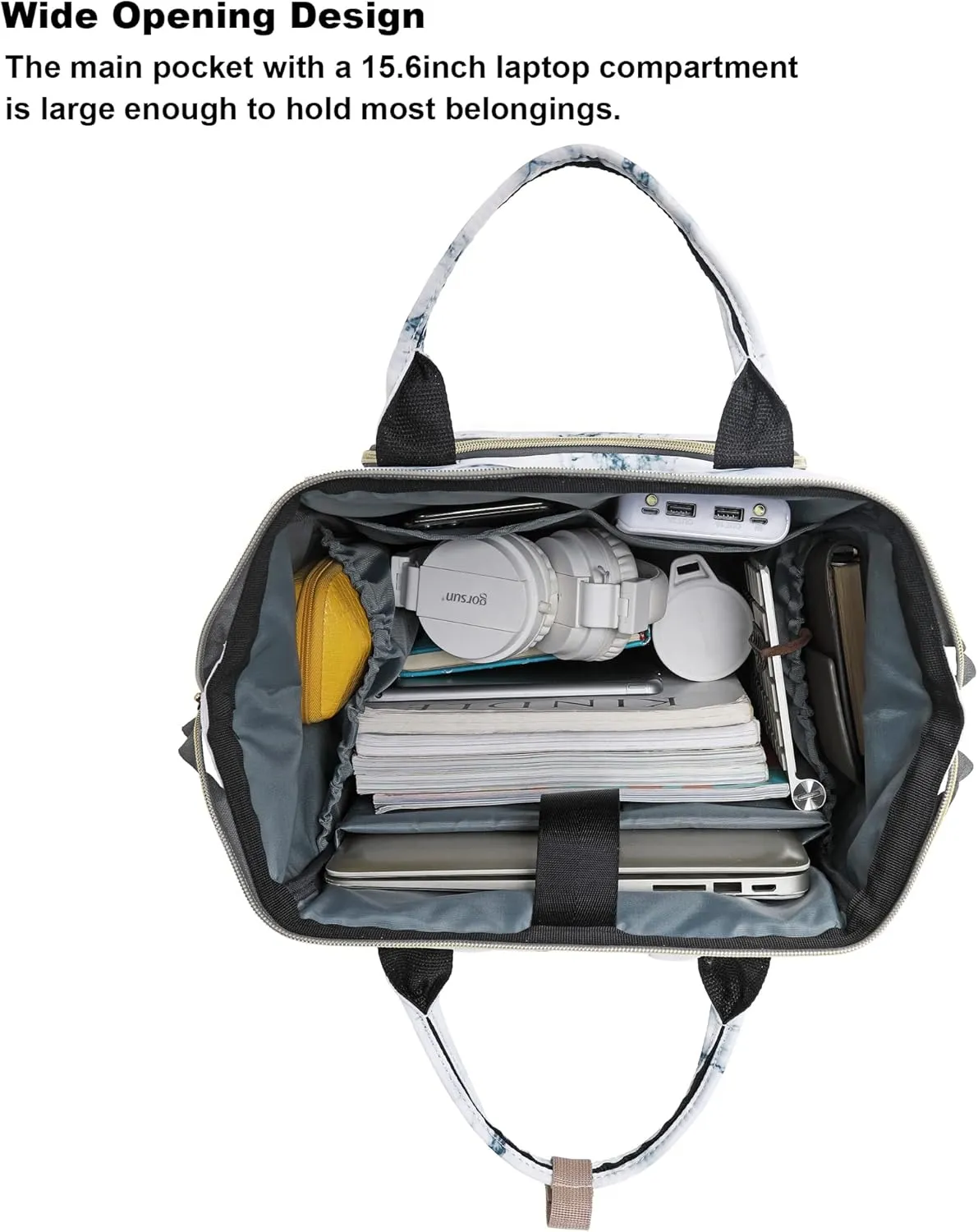 Marble Laptop Backpack for Womens Girls, College Backpacks School Bag Bookbag 15.6 Inch Computer Backpack