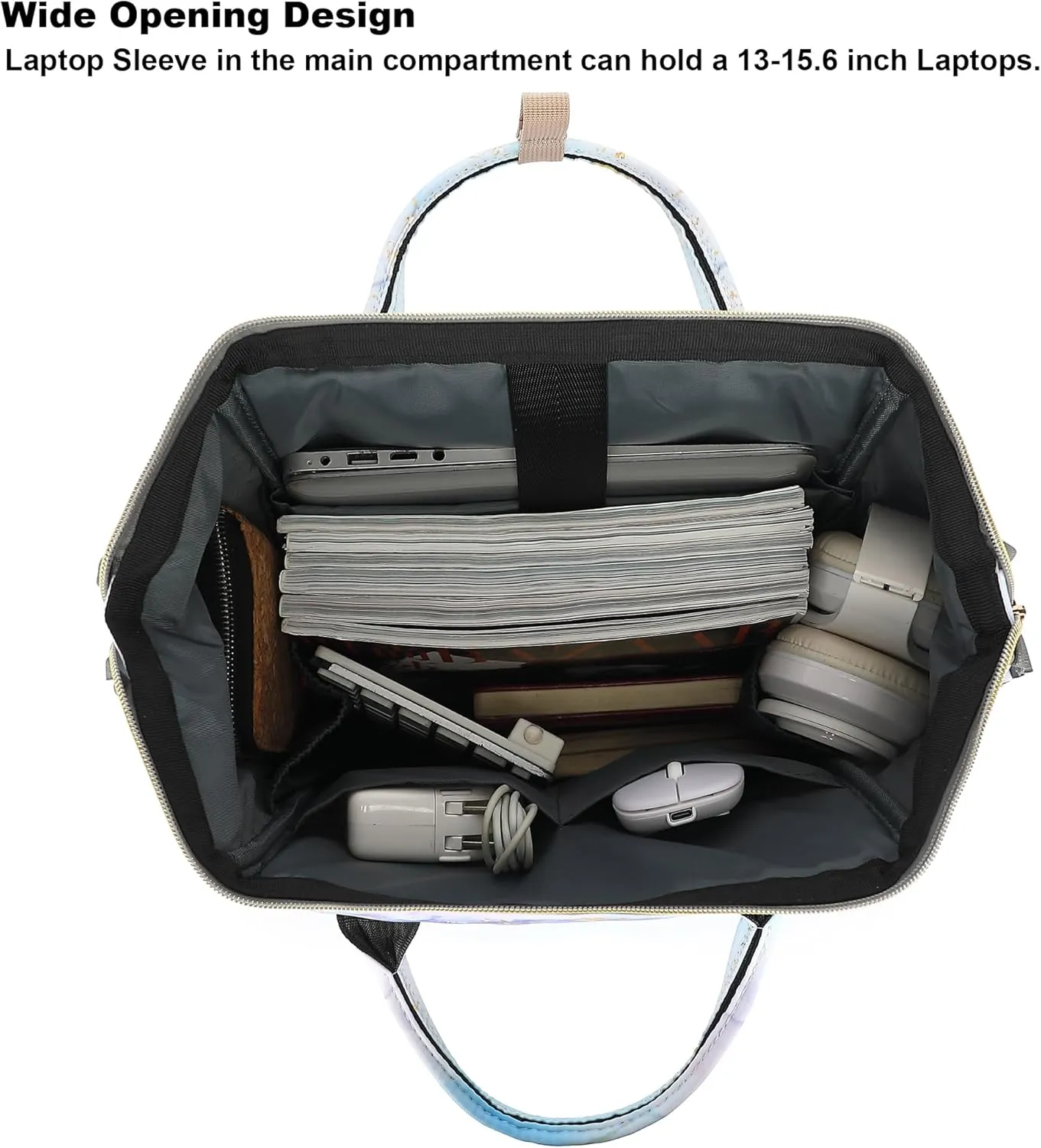 Marble Women Laptop Backpack, College School Backpack Bookbag 15.6 Inch Computer Backpacks for Work Business Travel