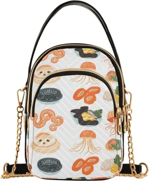 Marine Life in The Ocean Bottom Shoulder Handbag for Girls Stylish Crossbody Handbags with Detachable Chain Shoulder Strap