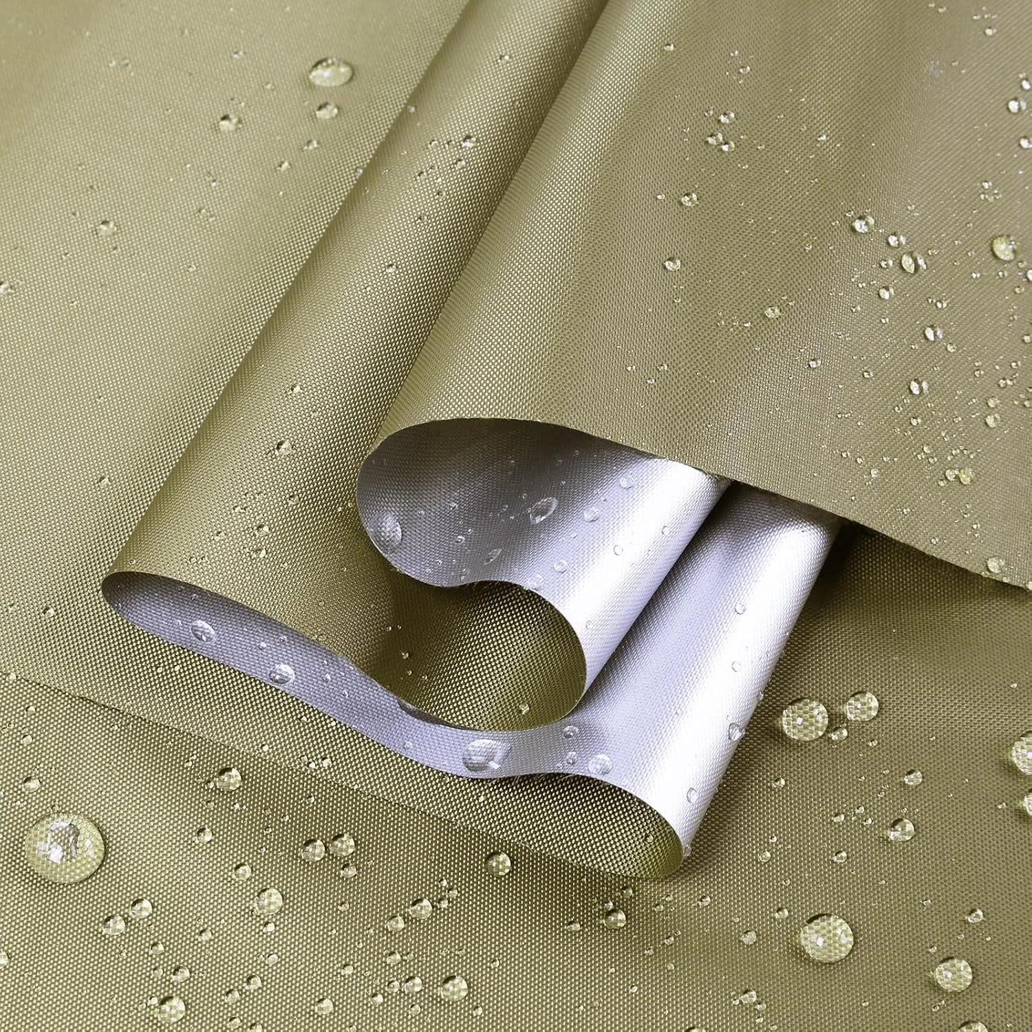 Marine Waterproof Fabric Sun-Protection UPF50  Material 60" Wide by 108" UV-Resistant Blackout, Lightweight Durable Ripstop Canvas Material for Tarp Tent Poncho Rainfly Pack, Khaki