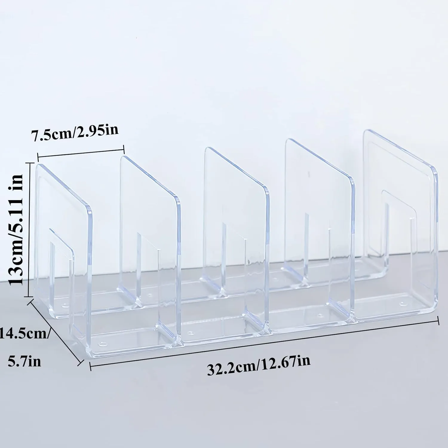 Marte Vanci Clear Acrylic File Sorter, Acrylic Purse Organizer, Sturdy Desk Magazine Holder Handbag Organizer Clutch Divider for Letter Office Supplies 4 Sections
