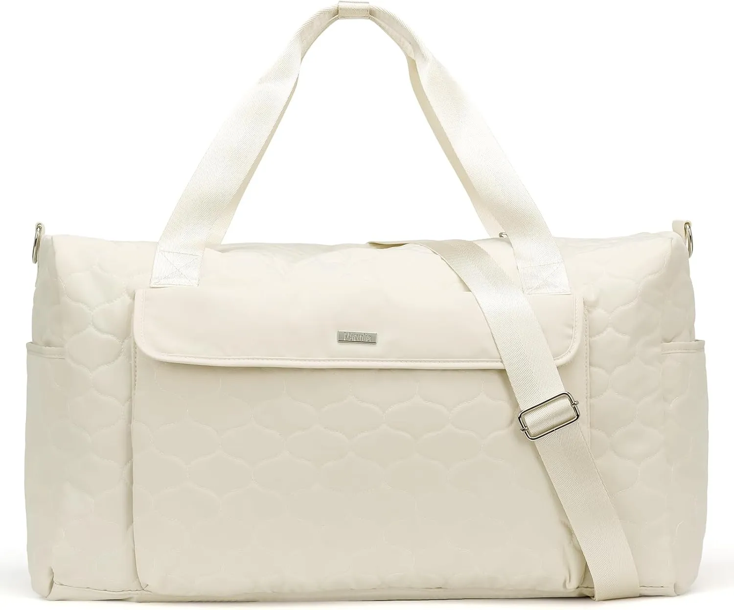 Marvolia Travel Duffle Bag Weekender Bags for Women Carry On Overnight Bag for Travel Gym Duffel Bag with Wet Pocket Hospital Bags for Labor and Delivery - Beige