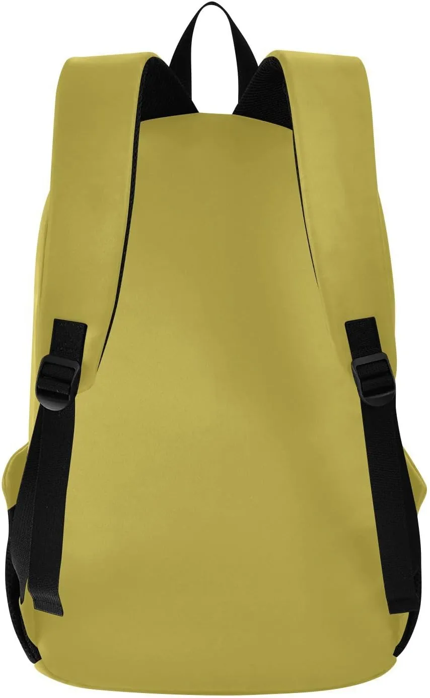MCHIVER Custom Travel Backpack Golden Yellow Personalized Casual Daypack Backpacks Lightweight Carry on Bag Water Resistant Laptop Backpack for Women and Men