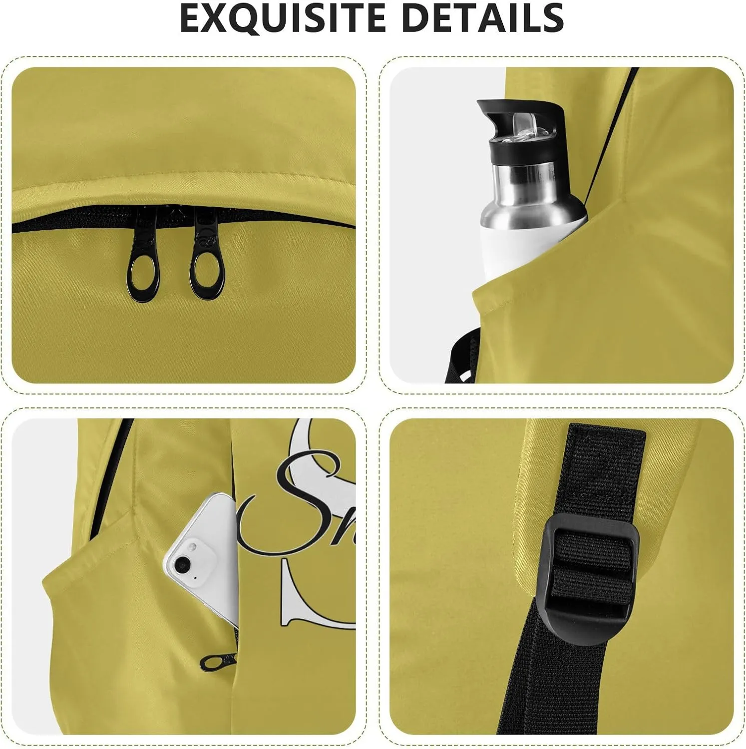 MCHIVER Custom Travel Backpack Golden Yellow Personalized Casual Daypack Backpacks Lightweight Carry on Bag Water Resistant Laptop Backpack for Women and Men
