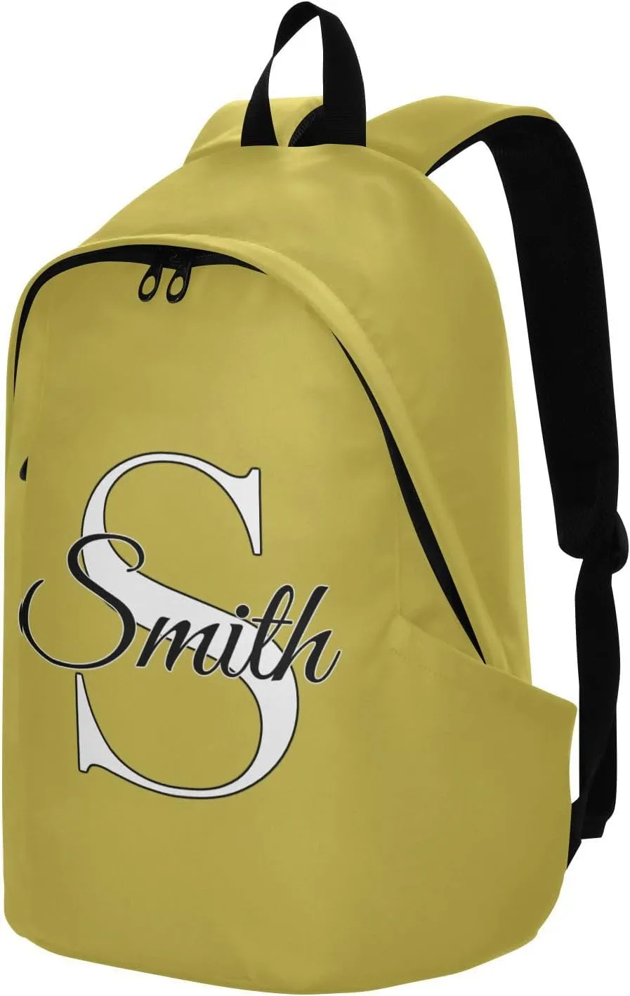 MCHIVER Custom Travel Backpack Golden Yellow Personalized Casual Daypack Backpacks Lightweight Carry on Bag Water Resistant Laptop Backpack for Women and Men