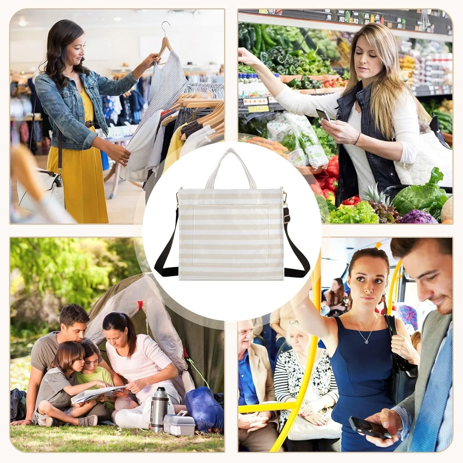 MCHIVER Tote Bag for Women Corduroy Crossbody Shoulder Purse Utility Totes for Trip Office Work 13.7 * 4.9 * 12.2 IN