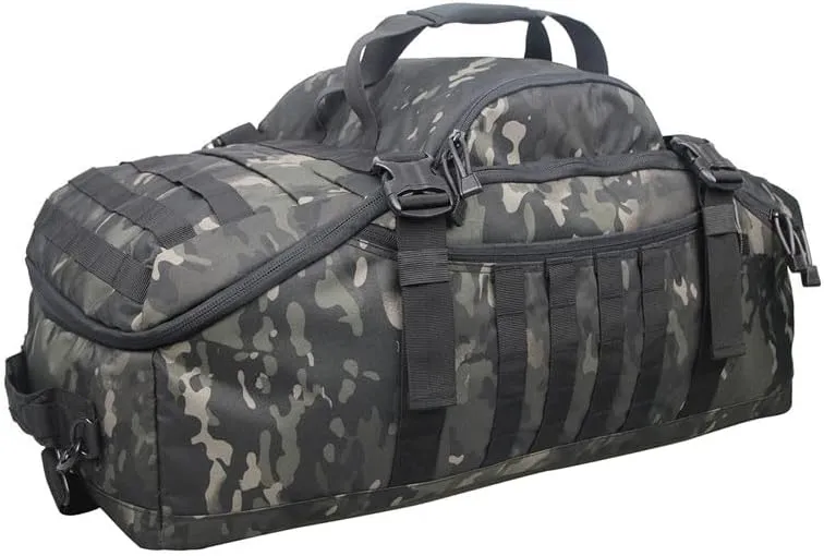 Men Army Sport Gym Bag Tactical Waterproof Backpack Camping Backpacks Sports Travel Bags, Black Camo, M 60 Litres, Backpacks