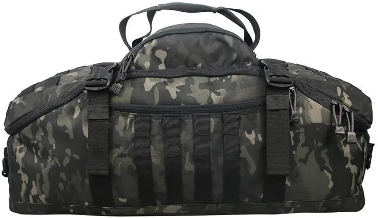Men Army Sport Gym Bag Tactical Waterproof Backpack Camping Backpacks Sports Travel Bags, Black Camo, M 60 Litres, Backpacks