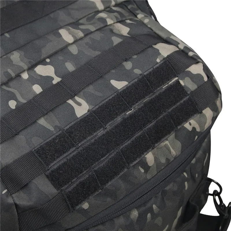 Men Army Sport Gym Bag Tactical Waterproof Backpack Camping Backpacks Sports Travel Bags, Black Camo, M 60 Litres, Backpacks