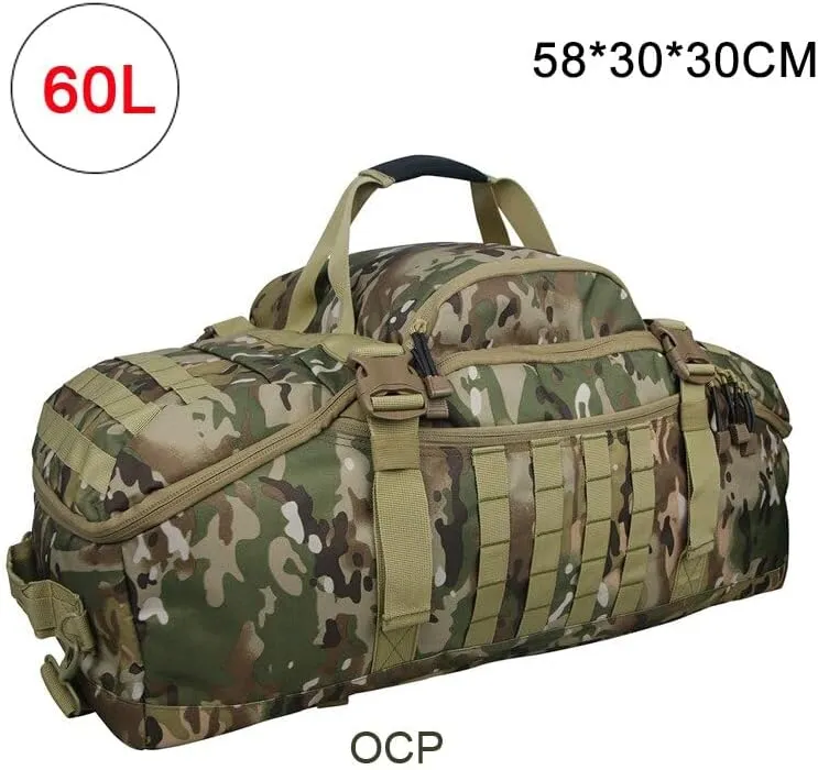 Men Army Sport Gym Bag Tactical Waterproof Backpack Camping Backpacks Sports Travel Bags, Brown Camo, M 60 Litres, Backpacks