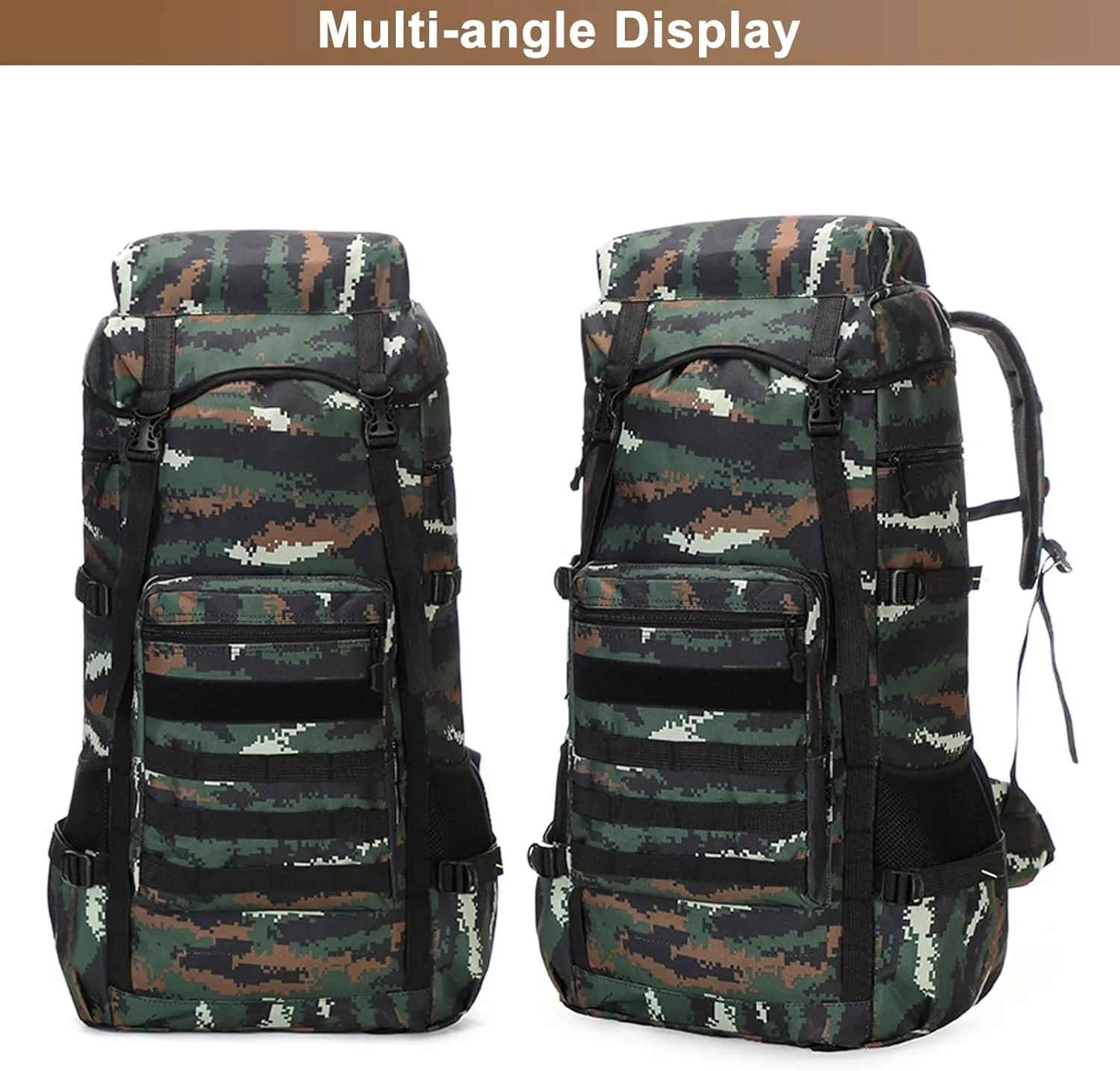 Men's Camping Backpack 70L Travel Duffel Bags Oxford Cloth Women's Daypack Large Capacity Outdoor Hiking Rucksack (B/Multicolor)