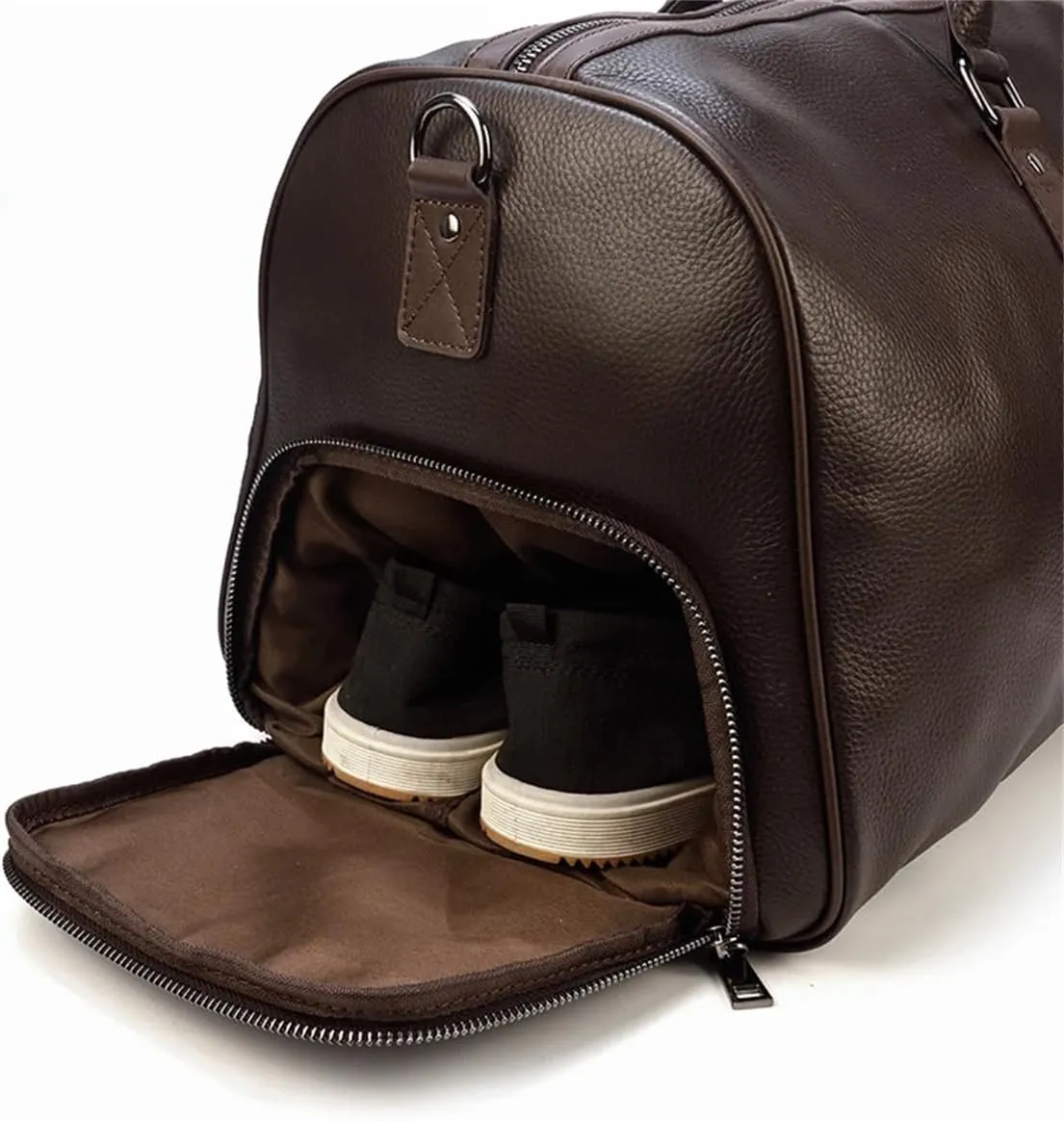 Men's Large Capacity Genuine Leather Travel Bag Soft Black Cowhide Casual Travel Luggage Large Weekend Shoulder Bag, new design2-brown