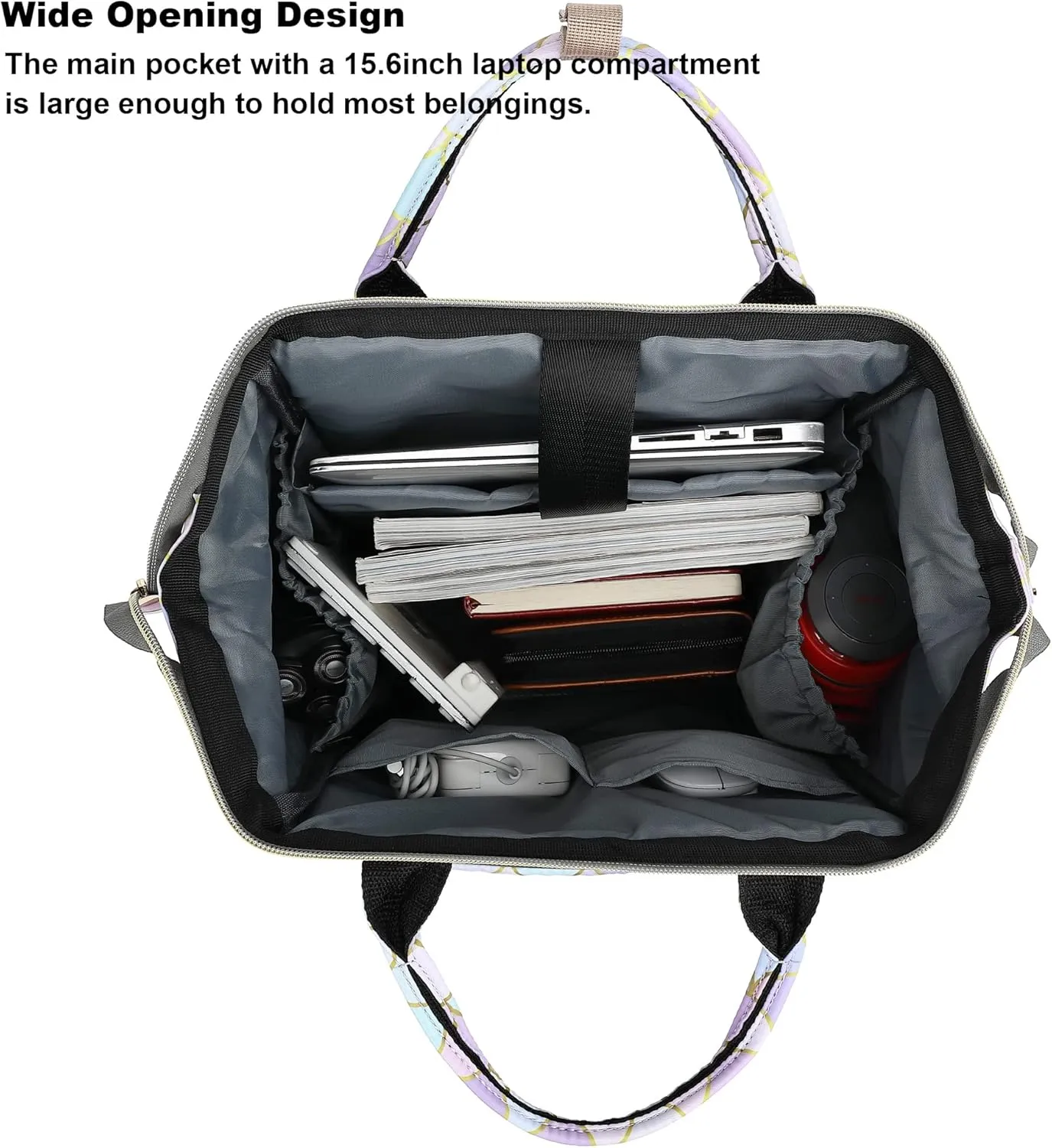 Mermaid Laptop Backpack for Womens Girls, College Backpacks School Bag Bookbag 15.6 Inch Computer Backpack