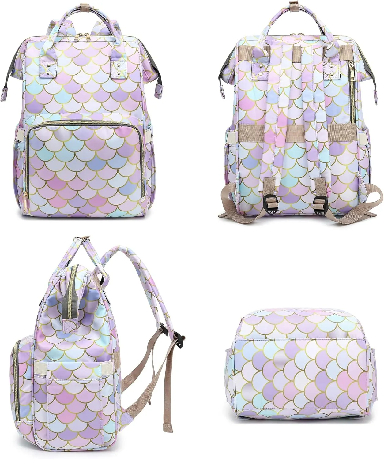 Mermaid Laptop Backpack for Womens Girls, College Backpacks School Bag Bookbag 15.6 Inch Computer Backpack