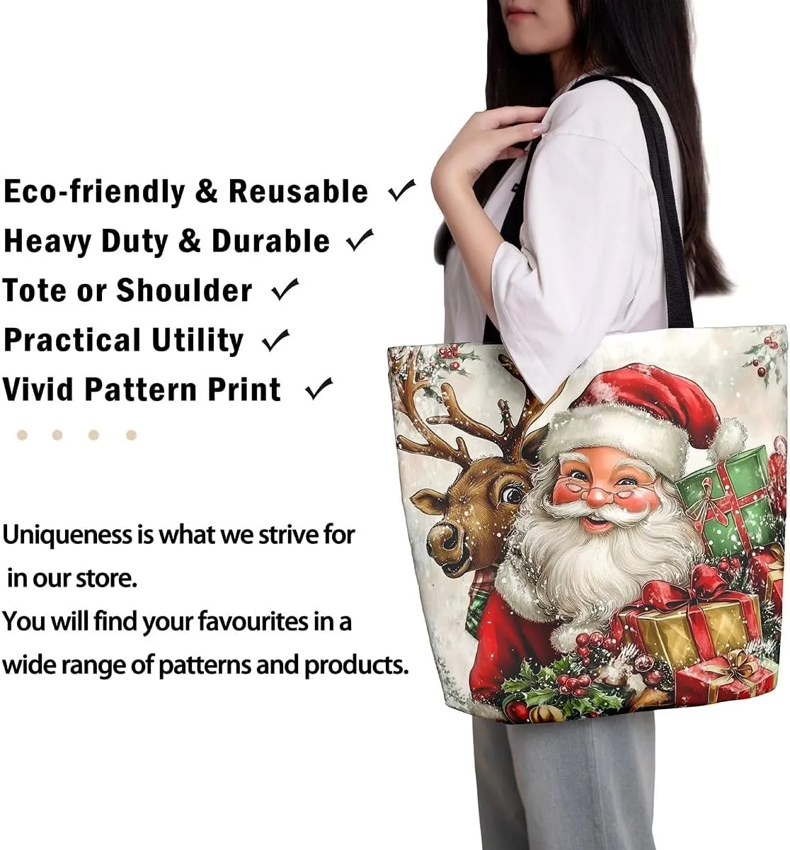 Merry Christmas Canvas Tote Bag,Xmas Snowman Shoulder Handbags for Shopping Gym,Farmhouse Travel Bag