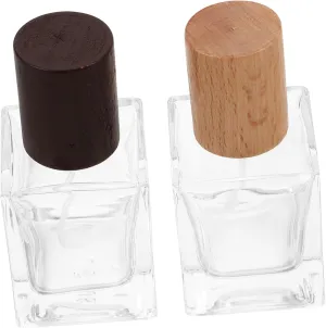 MERRYHAPY 2Pcs Portable Refillable Travel Atomizer Bottles Glass Vials with Stylish Wood Caps for and Cologne for Handbags and Travel
