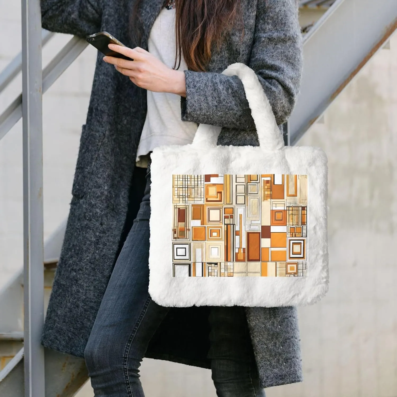 Mid Century Modern Plush Handbag, Comfortable Touch, Stylish And Compact, Suitable For Daily Travel