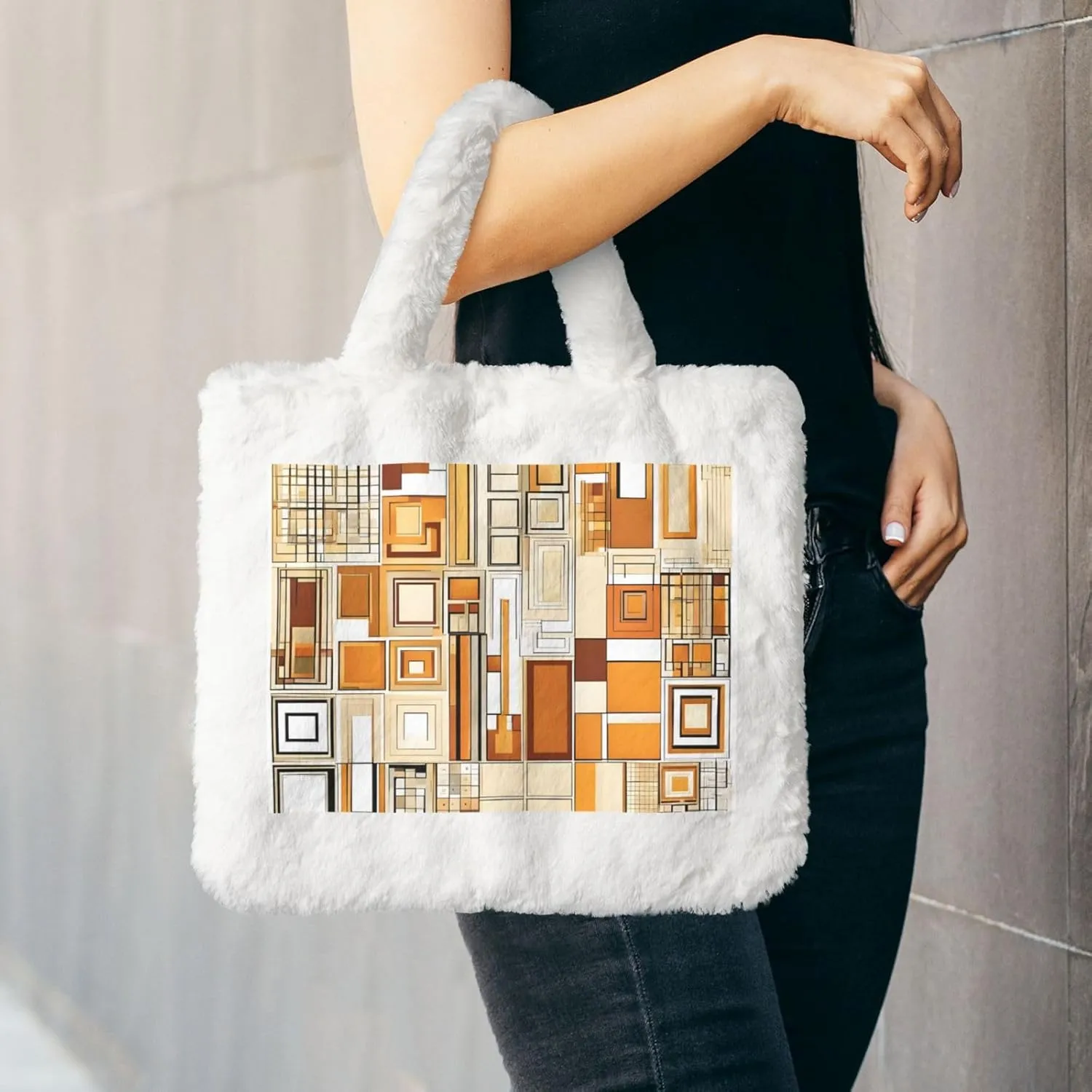 Mid Century Modern Plush Handbag, Comfortable Touch, Stylish And Compact, Suitable For Daily Travel