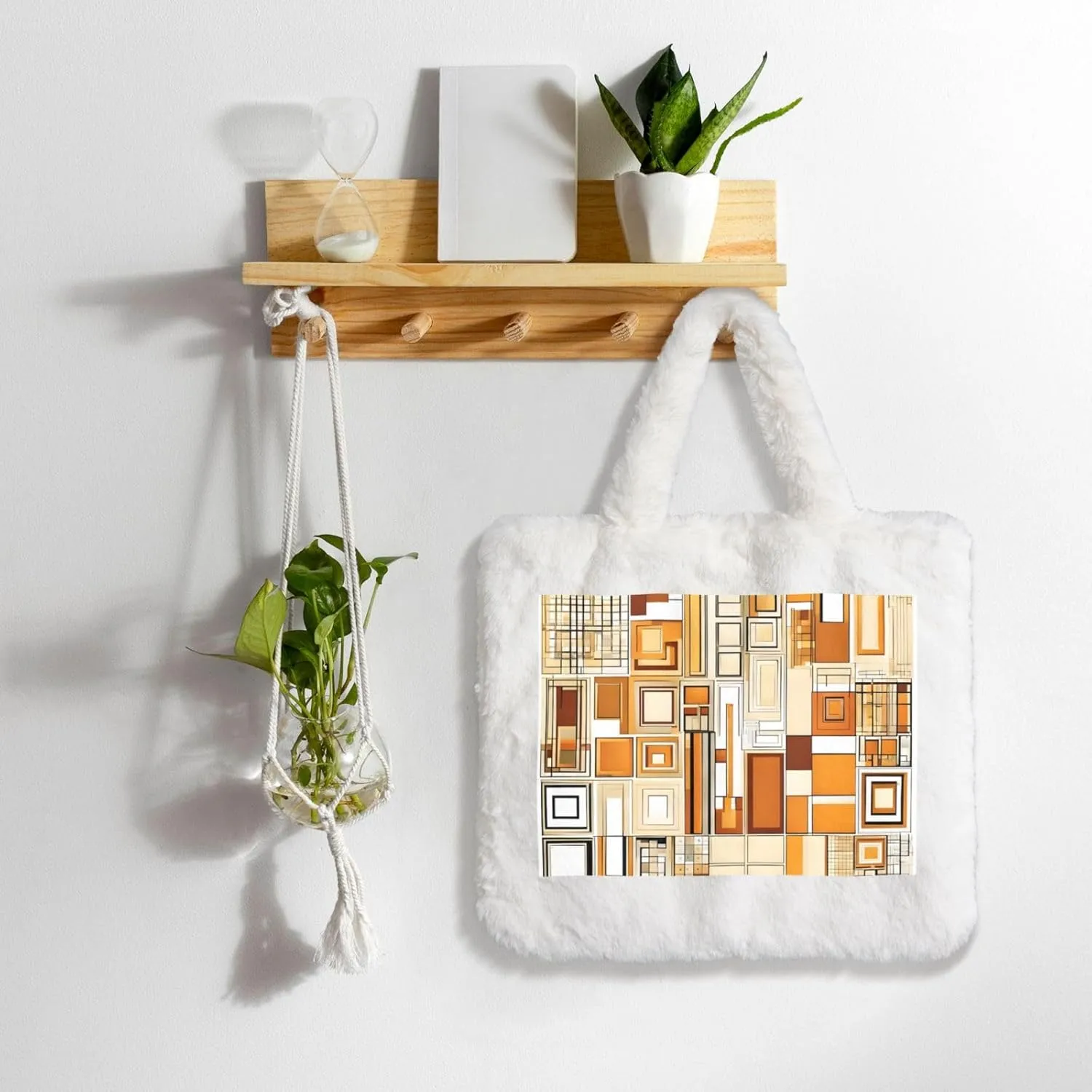 Mid Century Modern Plush Handbag, Comfortable Touch, Stylish And Compact, Suitable For Daily Travel