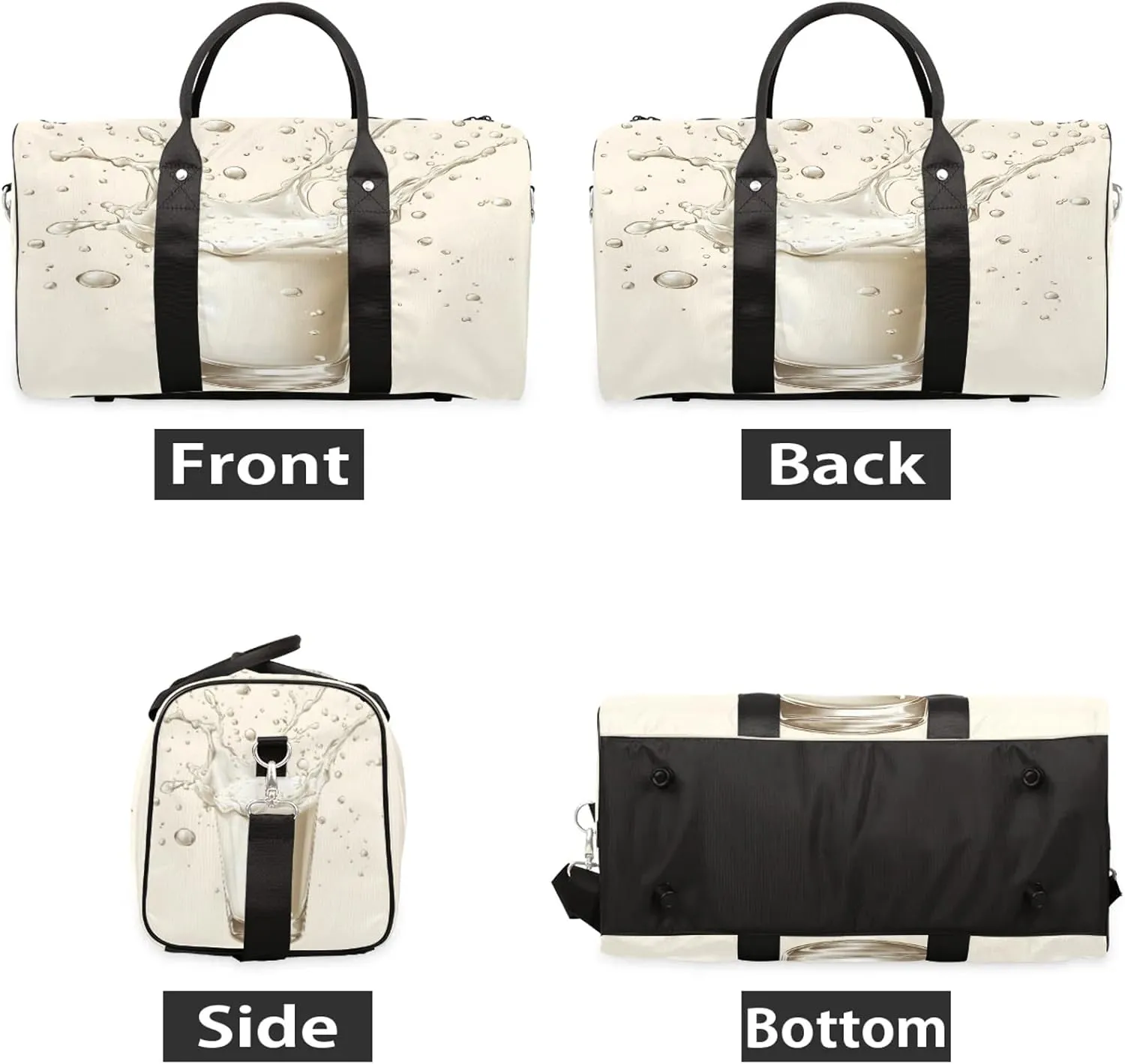 Milk Drinks Duffle Bag for Travel, Overnight Weekend Gym Carry On Luggage Bag, Funny Travel Duffel Bag for Men Women