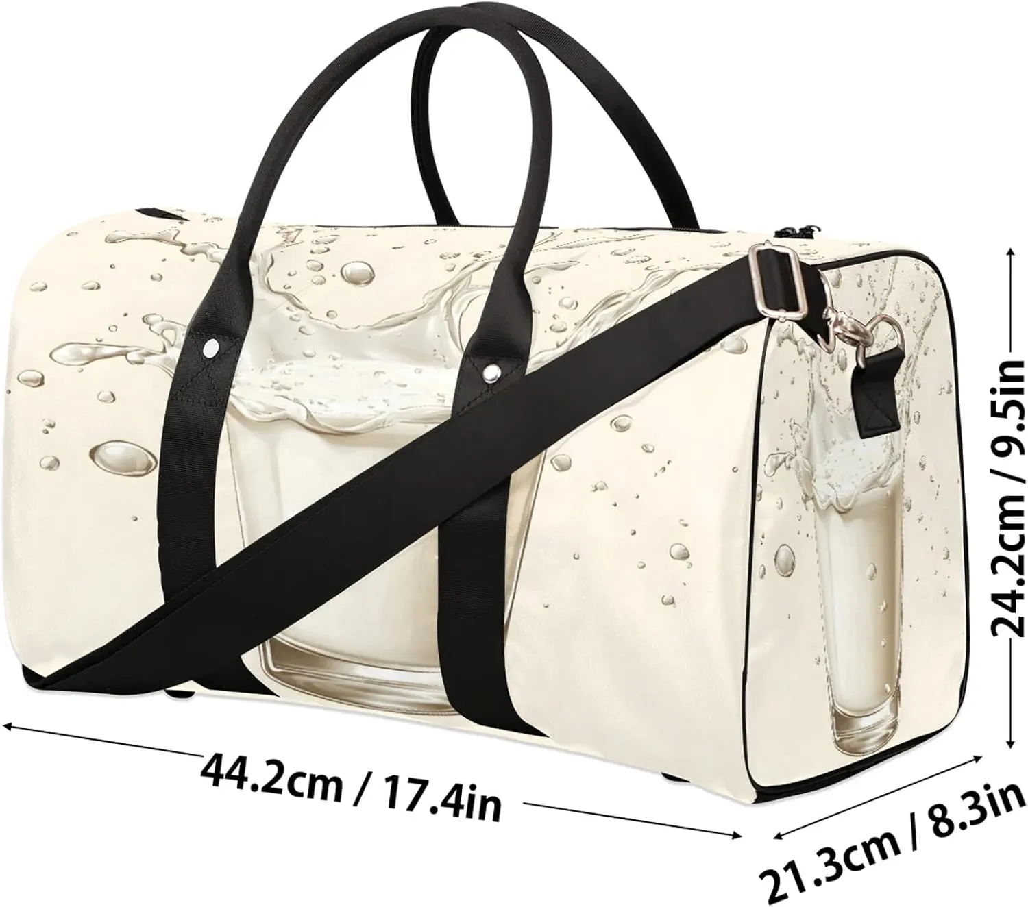 Milk Drinks Duffle Bag for Travel, Overnight Weekend Gym Carry On Luggage Bag, Funny Travel Duffel Bag for Men Women