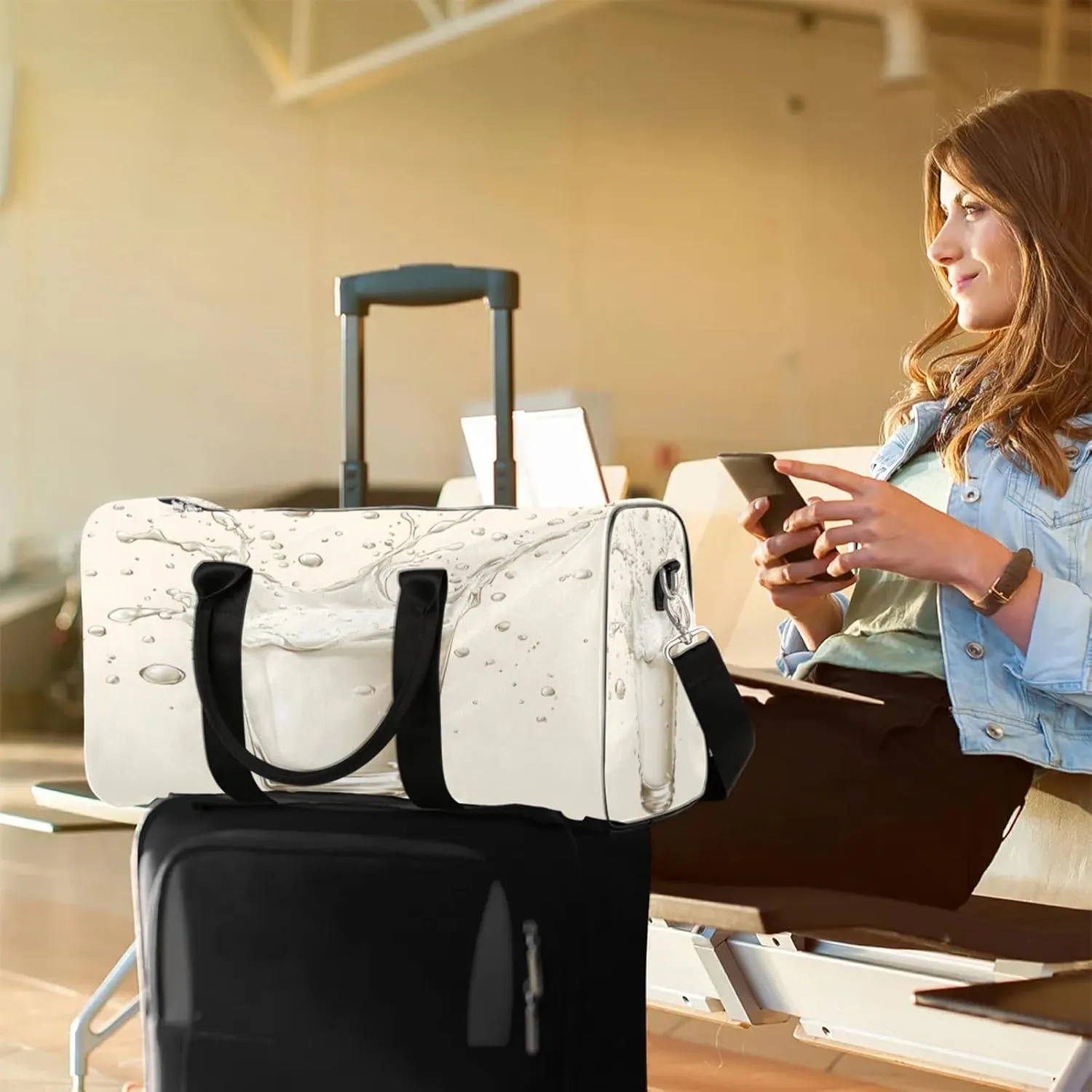 Milk Drinks Duffle Bag for Travel, Overnight Weekend Gym Carry On Luggage Bag, Funny Travel Duffel Bag for Men Women