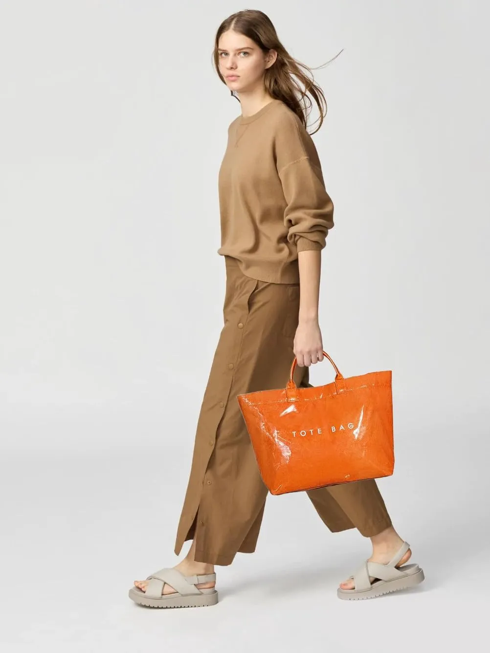 MINGRI Large Tote Bags for Women PVC Clear Totes Bag Plastic Carry All Bag Kraft Paper Shoulder Handbag Hobo for Work Travel