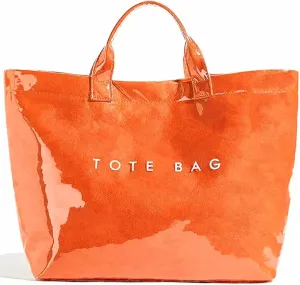 MINGRI Large Tote Bags for Women PVC Clear Totes Bag Plastic Carry All Bag Kraft Paper Shoulder Handbag Hobo for Work Travel