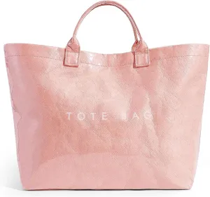 MINGRI Large Tote Bags for Women PVC Clear Totes Bag Plastic Carry All Bag Kraft Paper Shoulder Handbag Hobo for Work Travel