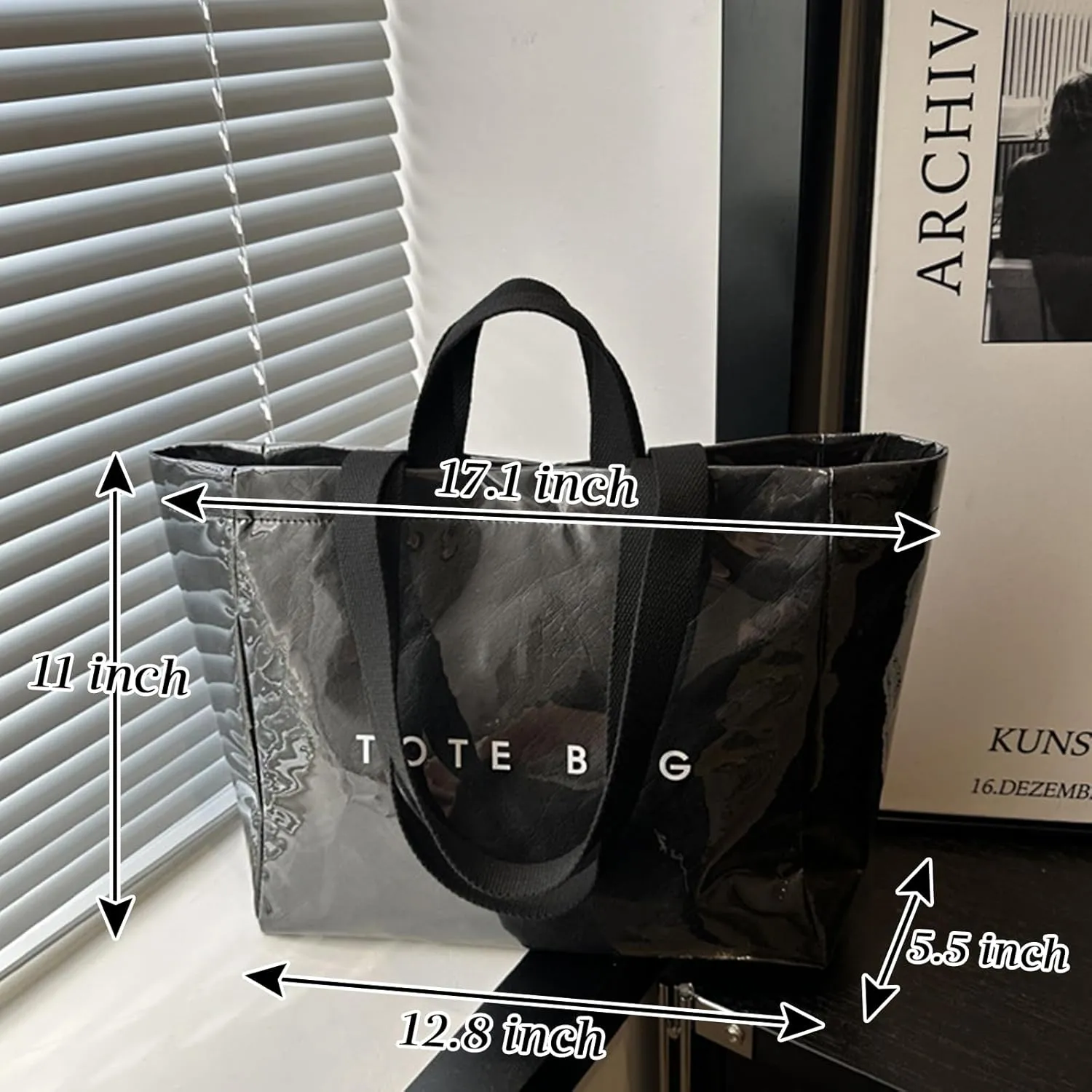 MINGRI Large Tote Bags for Women,Mother's Day Gifts,PVC Plastic Totes Bag,Carry All Bag Kraft Paper Shoulder Handbag