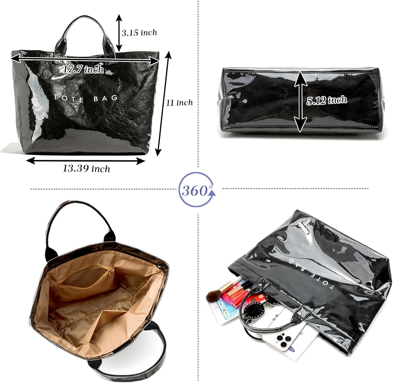 MINGRI Large Tote Bags for Women,Mother's Day Gifts,PVC Plastic Totes Bag,Carry All Bag Kraft Paper Shoulder Handbag