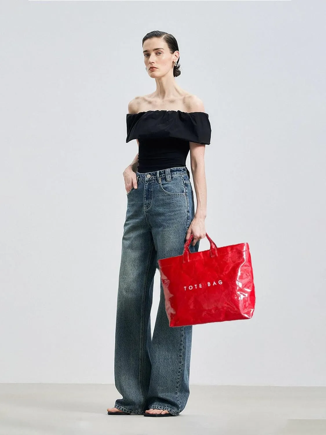 MINGRI Large Tote Bags for Women,Mother's Day Gifts,PVC Plastic Totes Bag,Carry All Bag Kraft Paper Shoulder Handbag