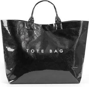 MINGRI Large Tote Bags for Women,Mother's Day Gifts,PVC Plastic Totes Bag,Carry All Bag Kraft Paper Shoulder Handbag