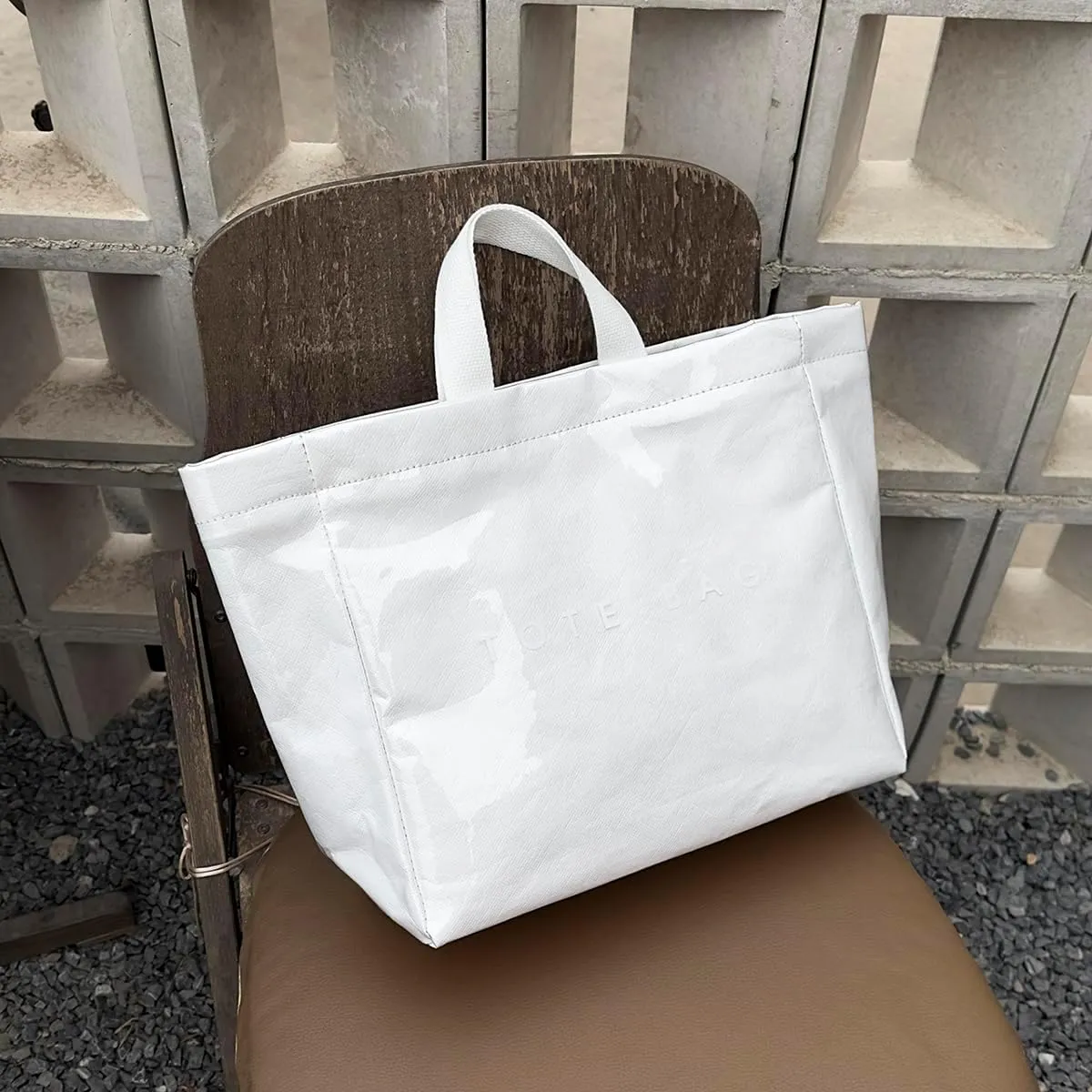 MINGRI Large Tote Bags for Women,Mother's Day Gifts,PVC Plastic Totes Bag,Carry All Bag Kraft Paper Shoulder Handbag