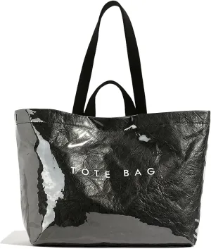 MINGRI Large Tote Bags for Women,Mother's Day Gifts,PVC Plastic Totes Bag,Carry All Bag Kraft Paper Shoulder Handbag