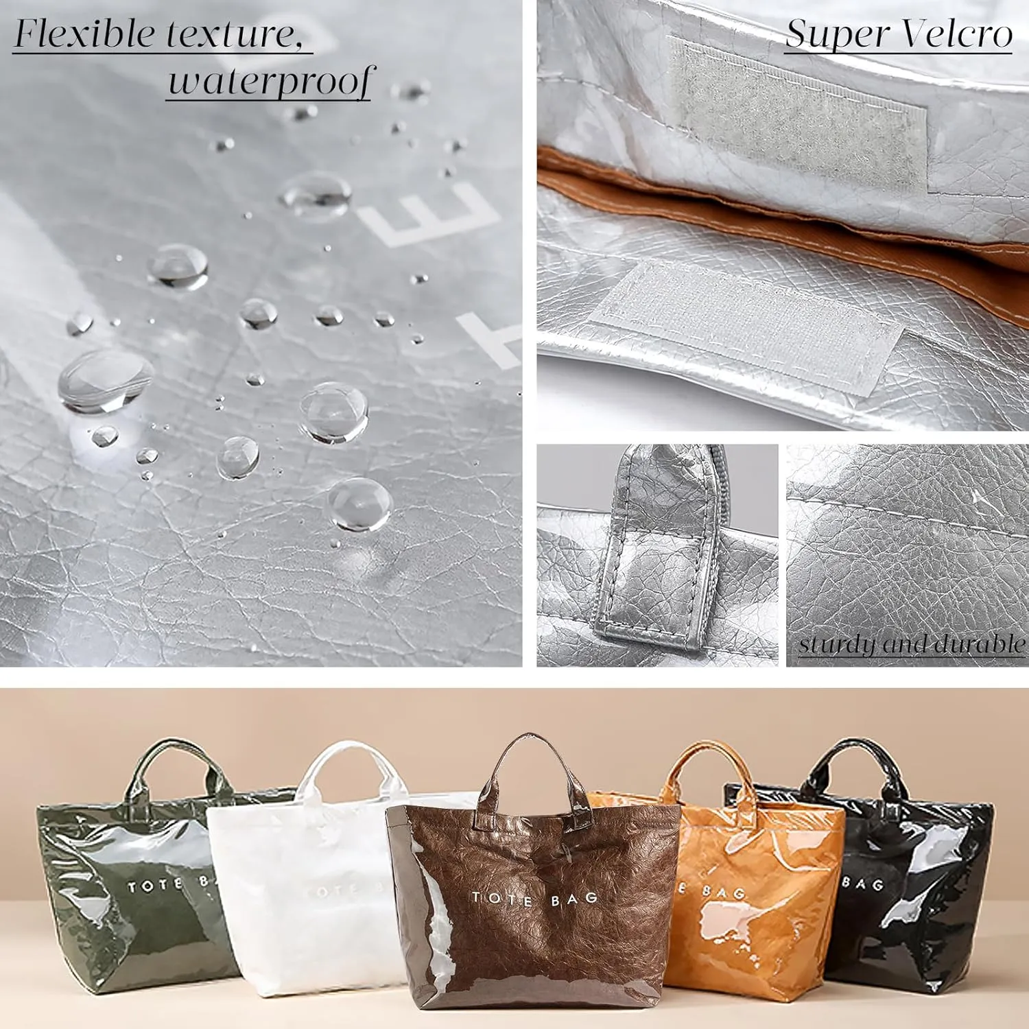 MINGRI Large Tote Bags for Women,Mother's Day Gifts,PVC Plastic Totes Bag,Carry All Bag Kraft Paper Shoulder Handbag