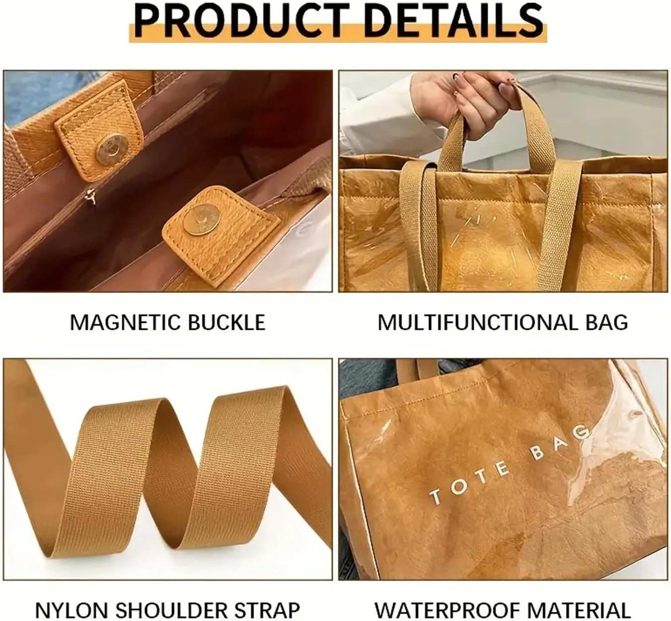MINGRI Large Tote Bags for Women,Mother's Day Gifts,PVC Plastic Totes Bag,Carry All Bag Kraft Paper Shoulder Handbag