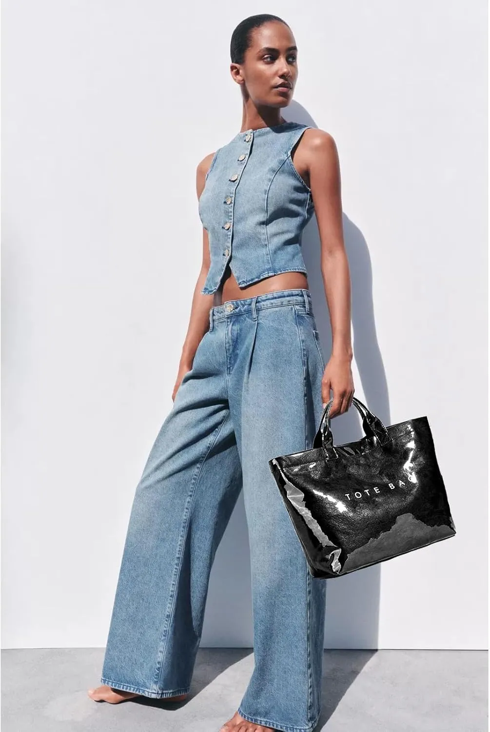 MINGRI Large Tote Bags for Women,Mother's Day Gifts,PVC Plastic Totes Bag,Carry All Bag Kraft Paper Shoulder Handbag