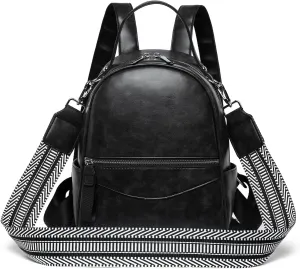 Mini Backpack for Women Leather Small Backpacks Purse, Ladies Designer Daypack, Shoulder Backpack Convertible Handbags Black